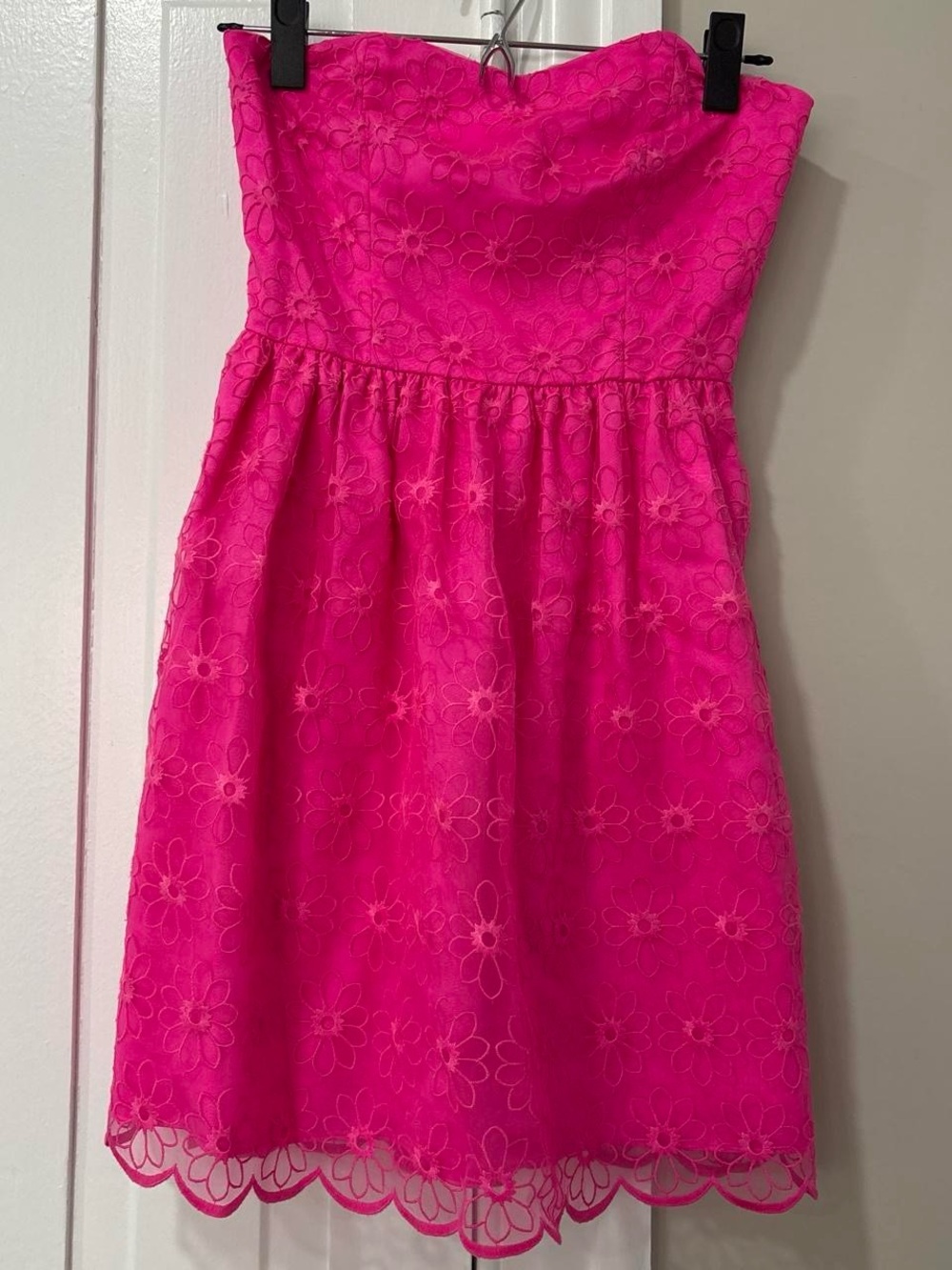Lilly Pulitzer Girls Strapless Hot Pink Floral Lace Dress
